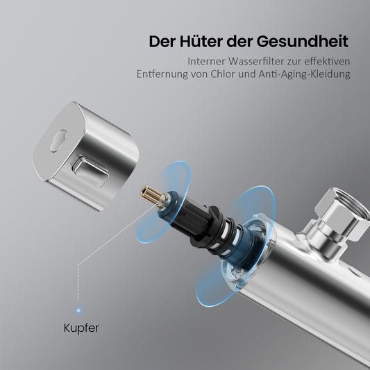 EMKE Duschsystem Duschgarnitur „F06" mit Handbrause Kopfbrause Thermostat chrom