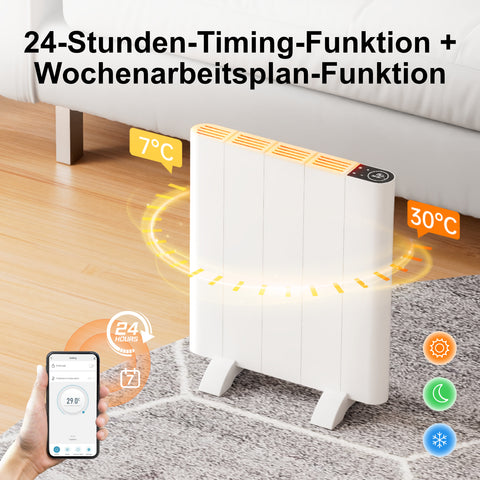 EMKE Elektroheizung, Konvektor Heizung Elektrisch Freistehend 700 Watt Weiß