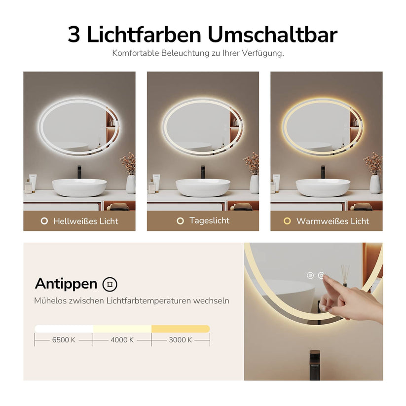 Badezimmerspiegel Glowrim OLM19 - 60 x 80 x 3 cm - Bild 11