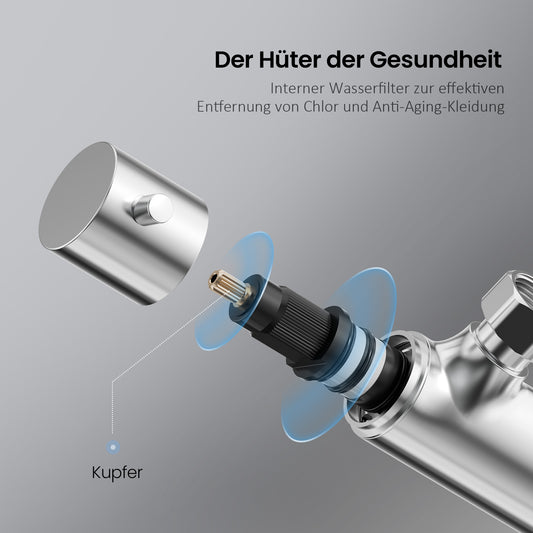 EMKE Duschsystem „F07" mit runder Kopfbrause, Thermostat, chrom