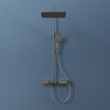 Duschsystem mit Thermostat, Kopf- & Handbrause sowie Glasablage