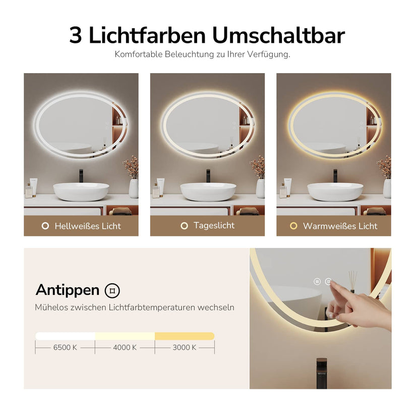Badezimmerspiegel Glowrim OLM19 - 50 x 70 x 3 cm - Bild 3