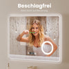 EMKE Badspiegel "LeeMi πX Plus" 60*80cm mit Touch+Dimmbar+Beschlagfrei+3x Kosmetikspiegel+Digitaluhr
