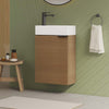 Badezimmerschrank mit Waschbecken und stoßgeschützter Tür