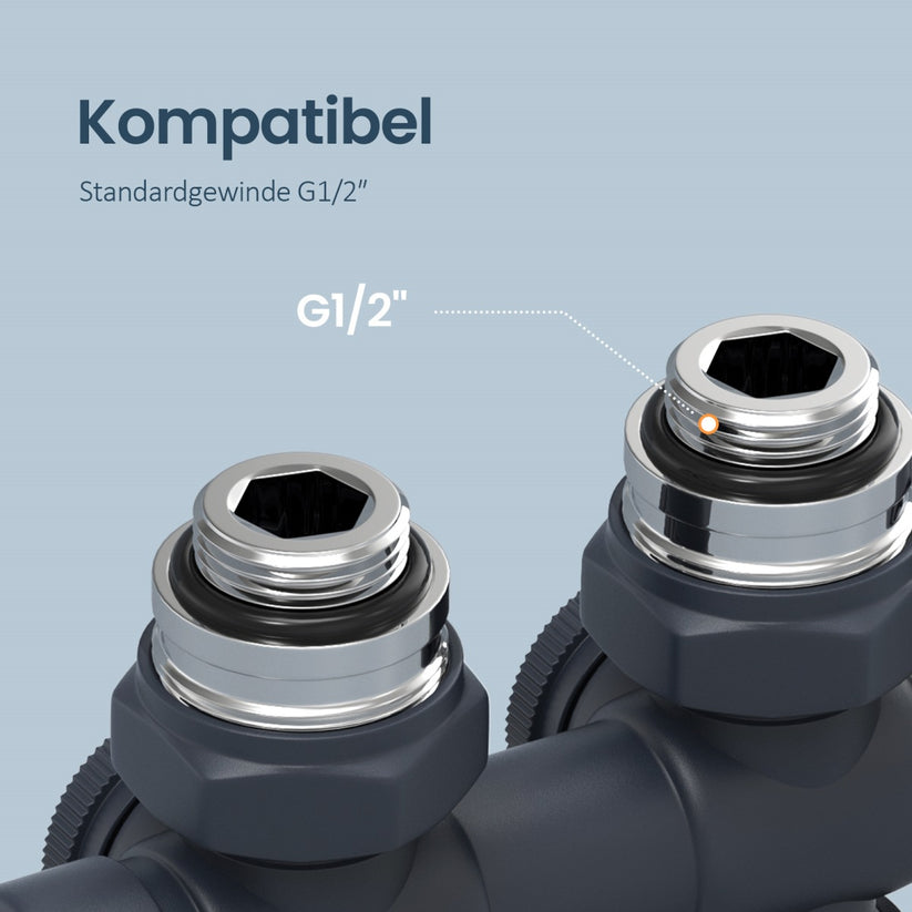 Heizkörperventil mit Thermostat, 7-stufig regelbar, aus Messing - Anthrazit / 1 - Bild 4