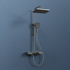 Duschsystem mit Thermostat, Kopf- & Handbrause sowie Glasablage