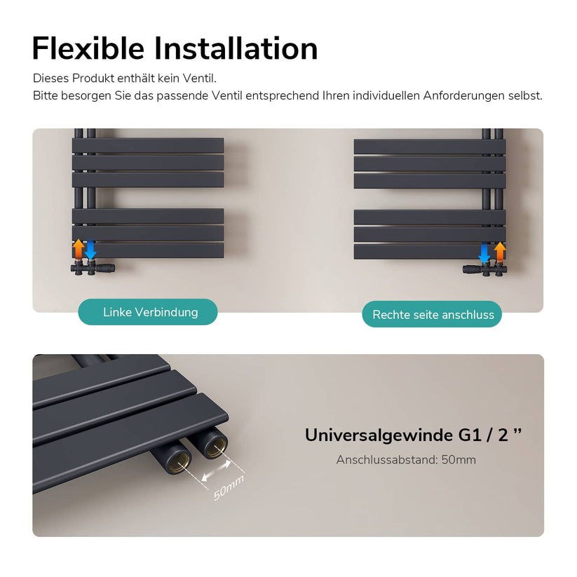 Handtuchheizkörper Flatrad SFTR1 - Anthrazit / 160 x 60 cm - Bild 8