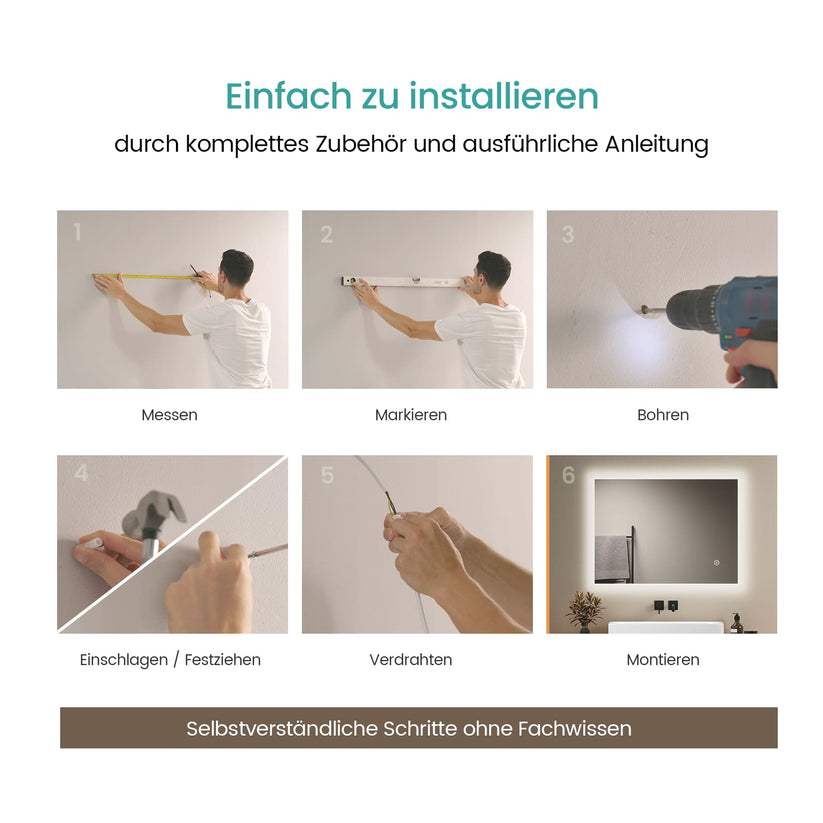 Badezimmerspiegel Dimlite LM03 - 60 x 80 cm / Touch + 3 Farben + Anti-Beschlag - Bild 8