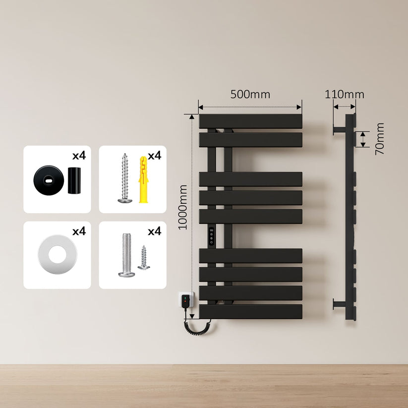 Handtuchheizkörper Flatrad ESFTR Elektrisch - Schwarz matt / Links / 100 x 50 x 11 cm - Bild 8
