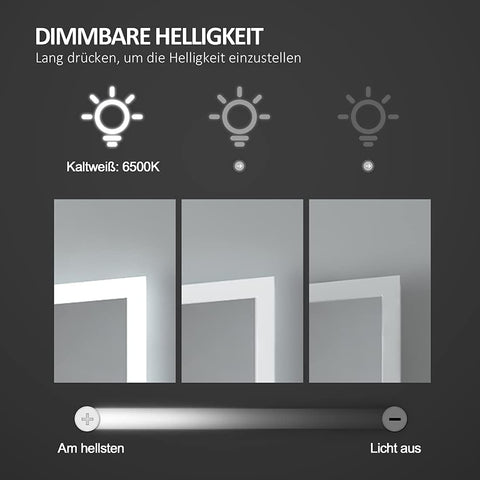 EMKE LED Badspiegel 80x60cm Wandspiegel Beleuchtung Badezimmerspiegel mit Bluetooth 4.1 Lautsprecher, Touchschalter, Beschlagfrei, Uhr IP44 Energiesparend