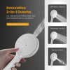 EMKE Duschsystem „F11“ – Thermostat-Duschpaneel mit Glasablage, 3 Strahlarten, Regendusche & Handbrause, 105×40,1×57,3 cm, anthrazit matt