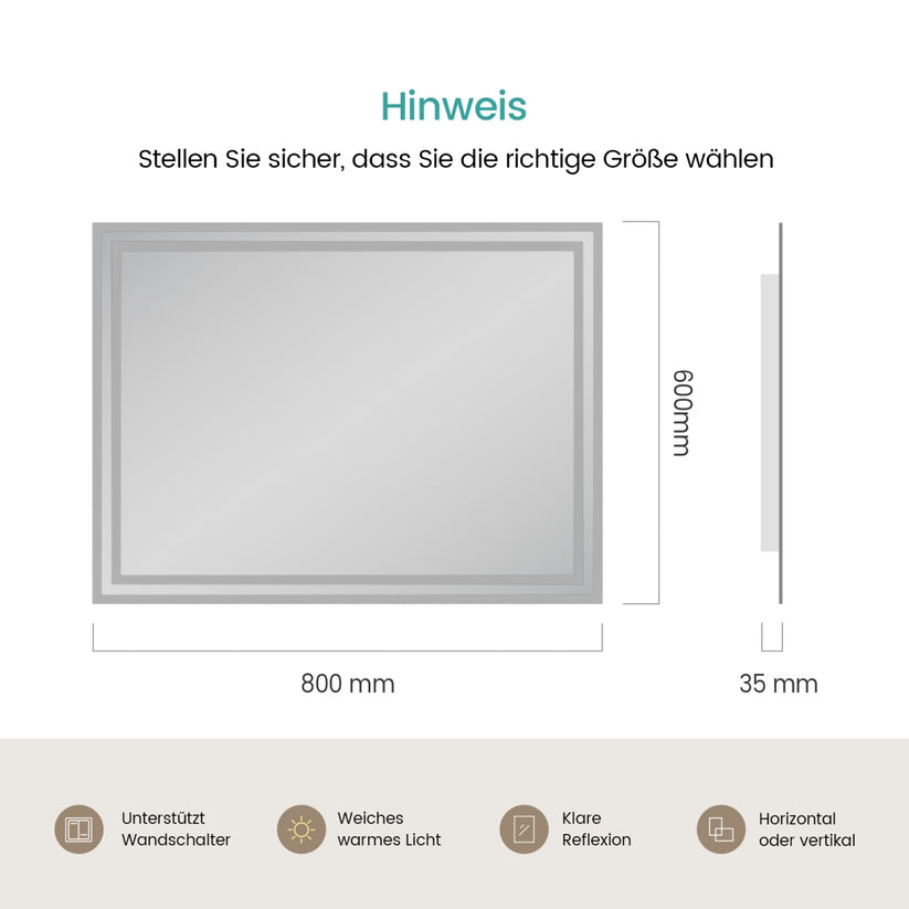 Badezimmerspiegel Dimlite LM04 - 60 x 80 cm / Warmweiß - Bild 8