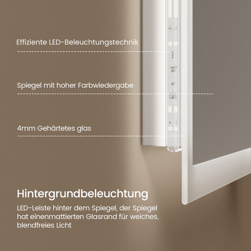 Badezimmerspiegel Dimlite LM03 - 60 x 80 cm / Touch + 3 Farben + Anti-Beschlag - Bild 4