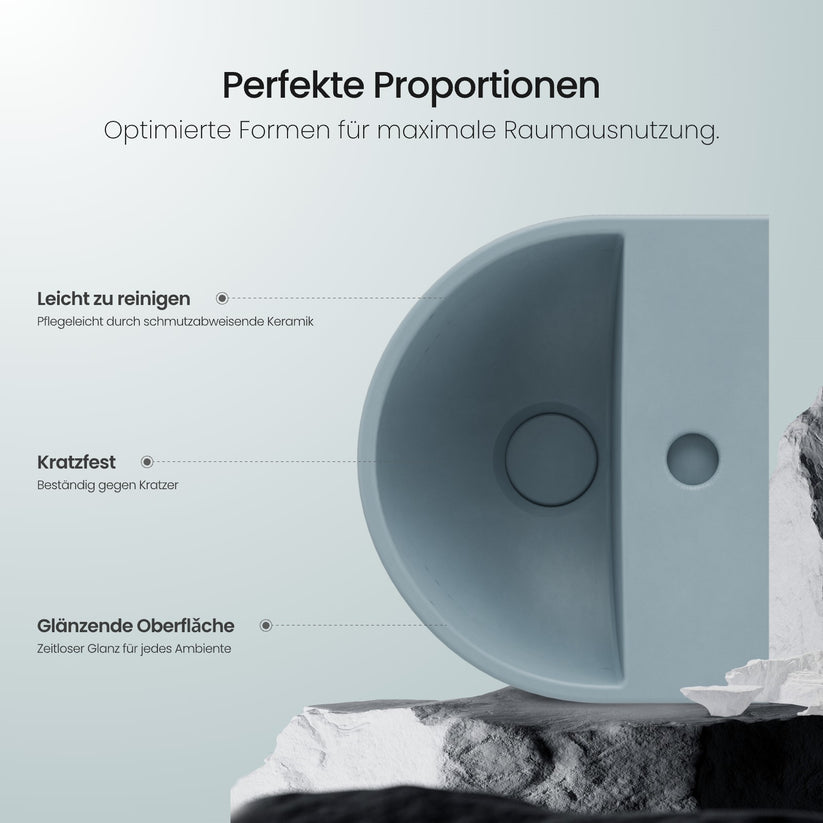Keramik-Hängewaschbecken CB16 - Graublau matt - Bild 10