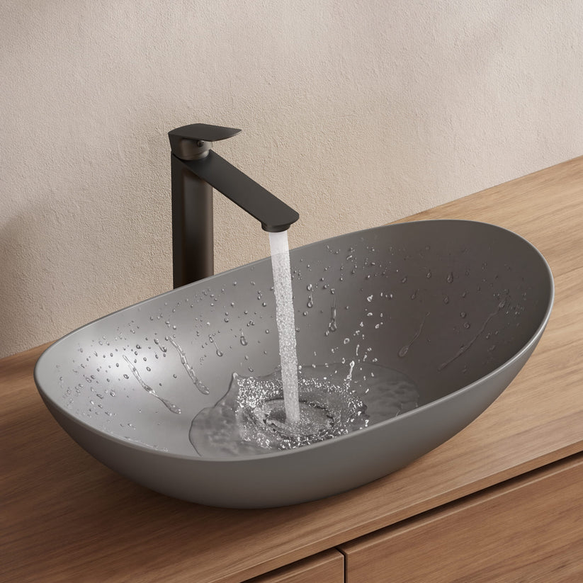 Geschwungener Aufsatzwaschtisch Bovelari CB05 - Dunkelgrau matt / 61.5 × 36 × 15.5 cm - Bild 15