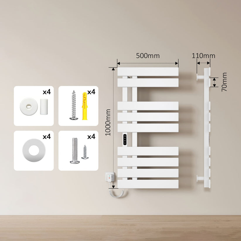 Handtuchheizkörper Flatrad ESFTR Elektrisch - Weiß / Links / 100 x 50 x 11 cm - Bild 18