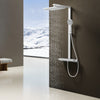 EMKE Duschsystem „F11“ – Thermostat-Duschpaneel mit Glasablage, 3 Strahlarten, Regendusche & Handbrause, 105×40,1×57,3 cm, anthrazit matt