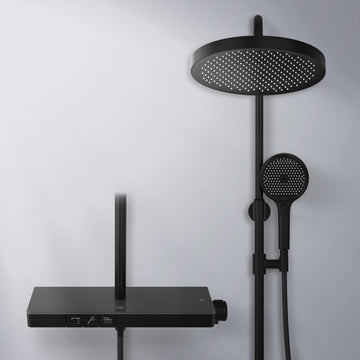 Duschsystem mit Thermostat, 320 mm Kopfbrause & Ablage – mit Antikalk- & Luftblasenfunktion