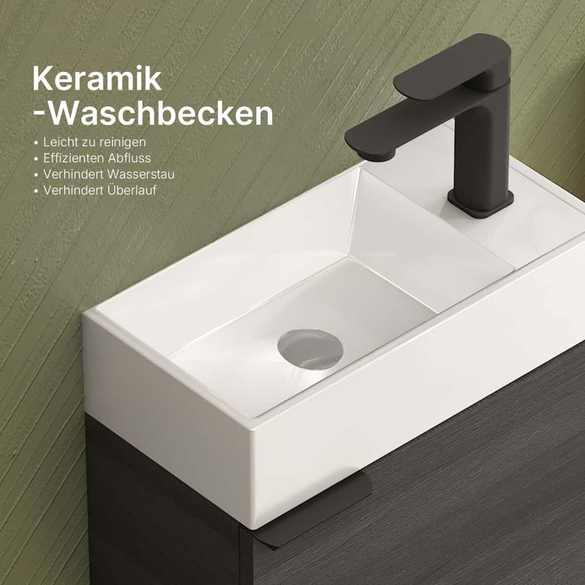 Rechteckiger Badezimmerschrank BV1 - Grau mit Holzoptik - Bild 14