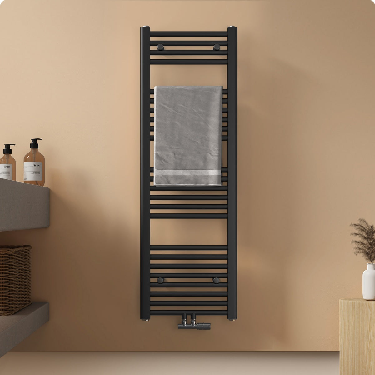 Badheizkörper mit Mittelanschluss zur vertikalen Montage, ideal als Handtuchtrockner