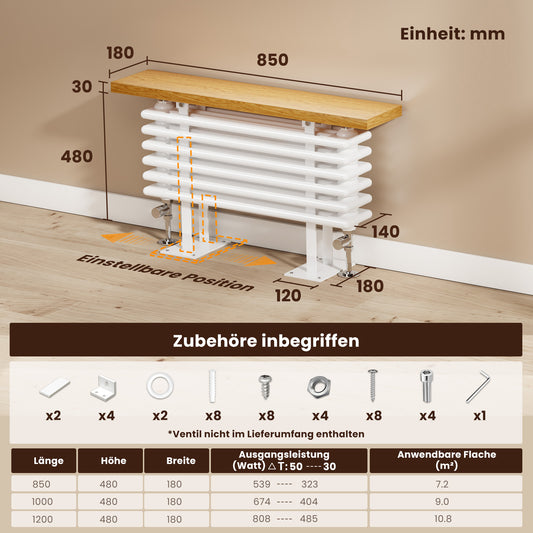 Warmwasser-Heizkörper mit integrierter Holzbank