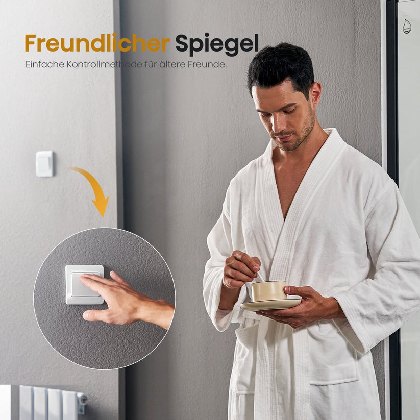 EMKE LED Spiegel 80 x 60 cm - Badspiegel mit Beleuchtung Wandschalter - 3000K warmweiß - Bild 5