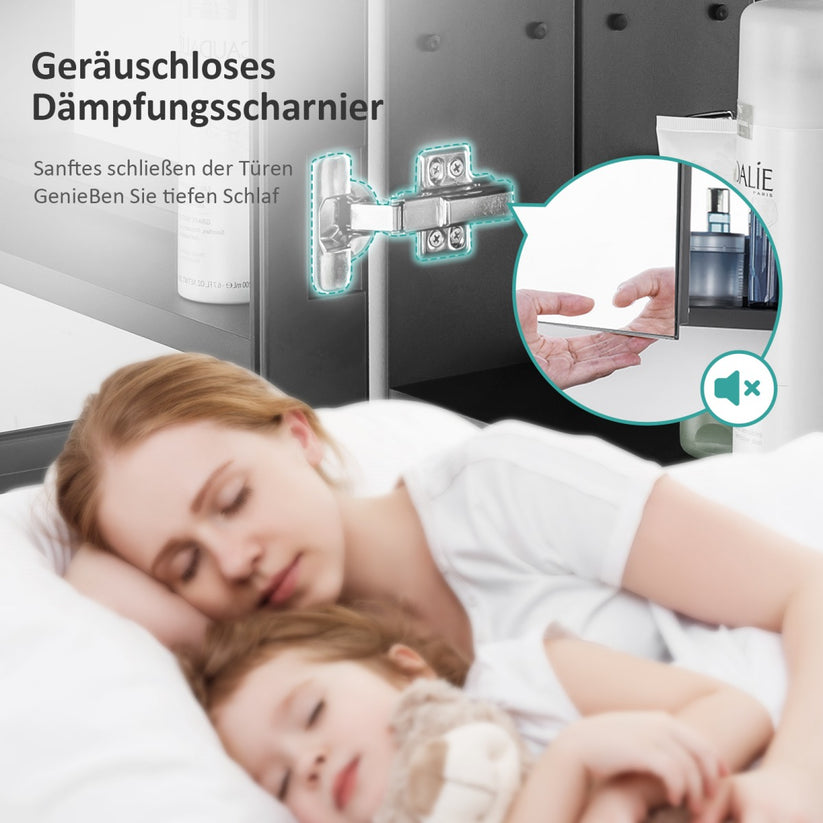 Badezimmer-Spiegelschrank MC6 - Schwarz / 60 x 65 cm - Bild 4