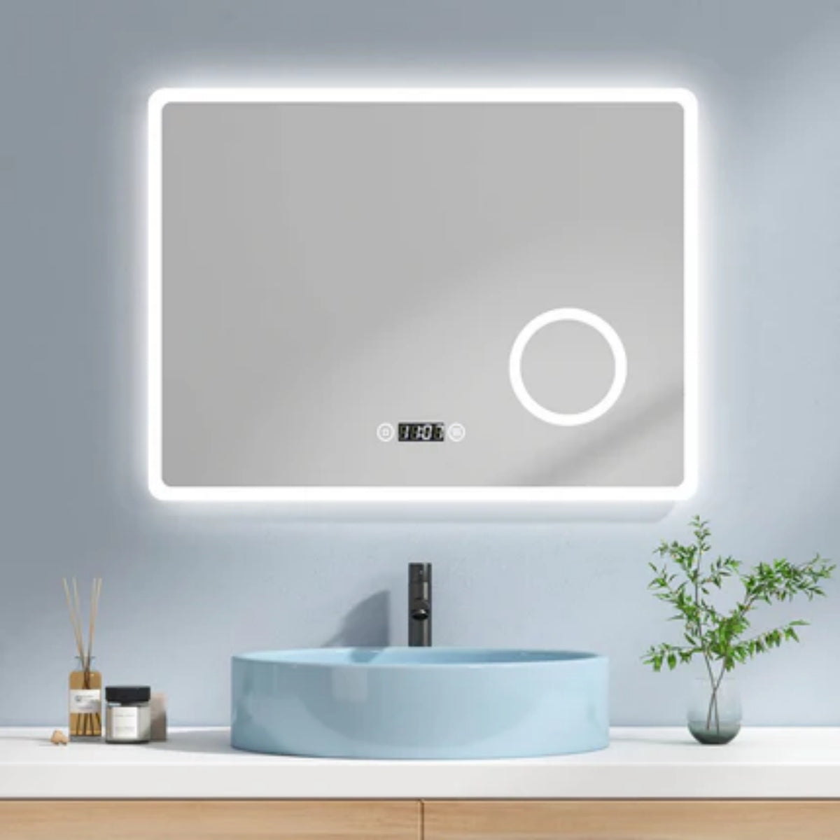 Rahmenloser LED-Spiegel mit Touch‑Bedienung