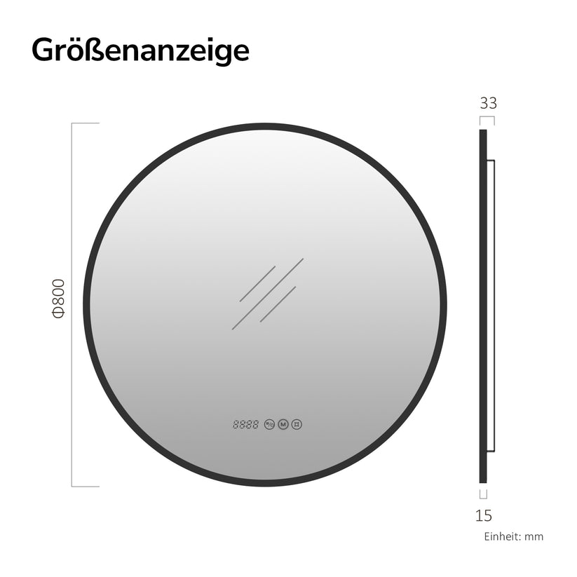Badezimmerspiegel Glowrim OLM09 - Schwarz / 80 cm - Bild 10