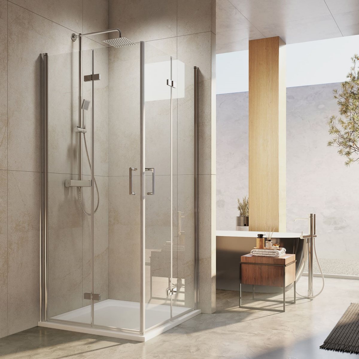 Eck-Duschkabine Folenco FBD+FBD, Höhe 195 cm