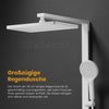 EMKE Duschsystem „F11“ – Thermostat-Duschpaneel mit Glasablage, 3 Strahlarten, Regendusche & Handbrause, 105×40,1×57,3 cm, anthrazit matt