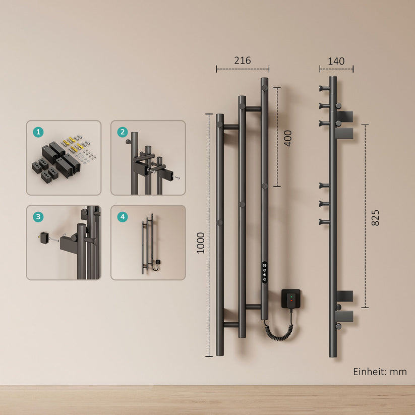Handtuchheizkörper Orbrad PHR - 3-Stangen (Versetzt) / Gunmetal - Bild 21
