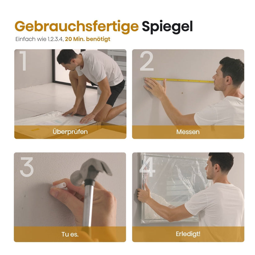 EMKE LED Spiegel 80 x 60 cm - Badspiegel mit Beleuchtung Wandschalter - 3000K warmweiß - Bild 9