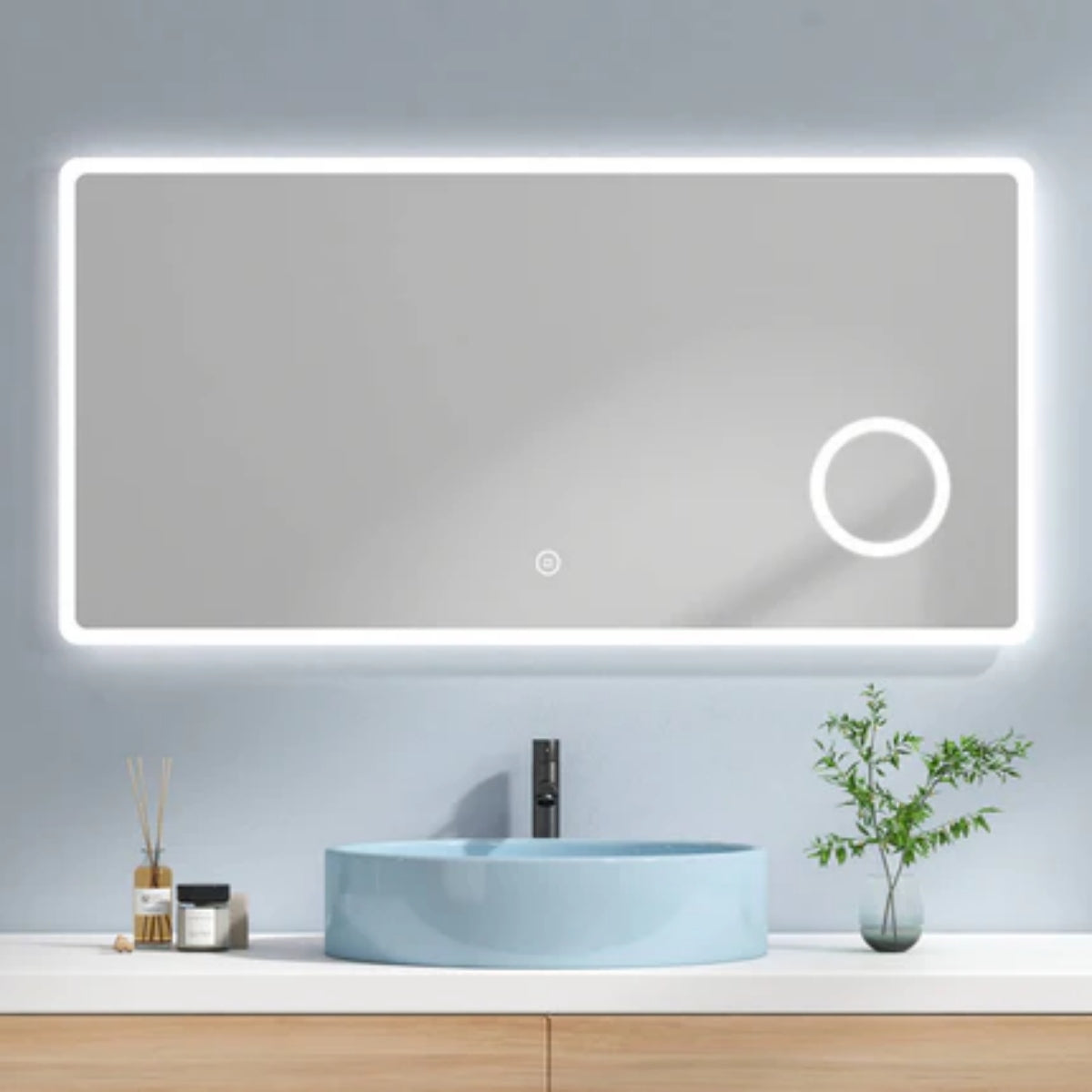 Rahmenloser LED-Spiegel mit Touch‑Bedienung
