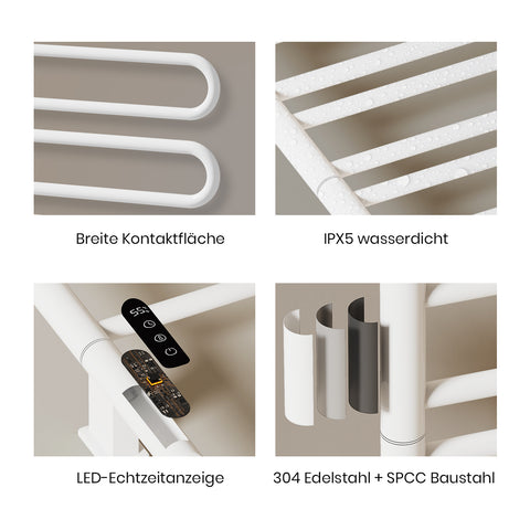 Elektro-Handtuchheizkörper PTR3, mit Digitalanzeige, Timer, App-Steuerung, 180° schwenkbar