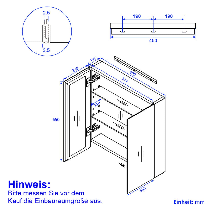 Badezimmer-Spiegelschrank MC6 - Weiß / 60 x 65 cm - Bild 16