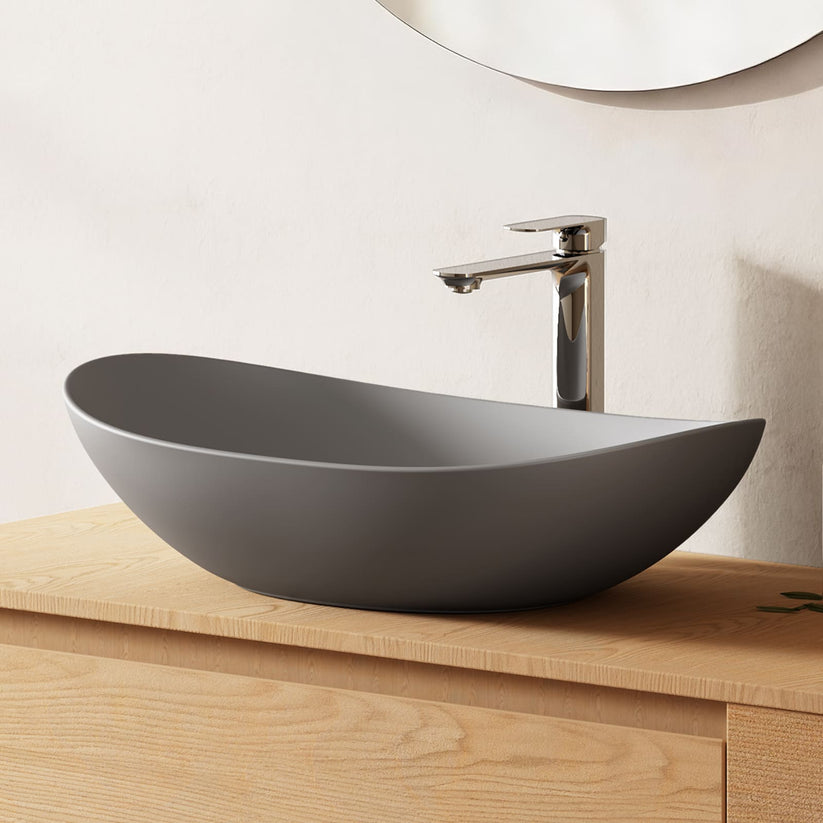 Geschwungener Aufsatzwaschtisch Bovelari CB05 - Dunkelgrau matt / 61.5 × 36 × 15.5 cm - Bild 14