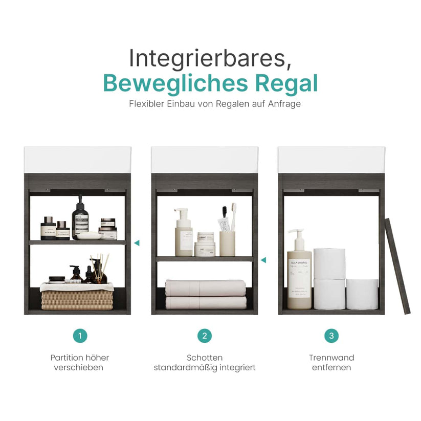 Rechteckiger Badezimmerschrank BV1 - Grau mit Holzoptik - Bild 16