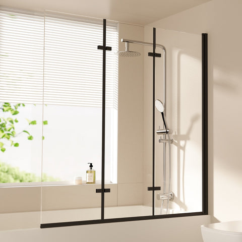 Dreiteilige faltbare Duschwand für Badewannen mit Nano-Beschichtung, 120–130 × 140 cm