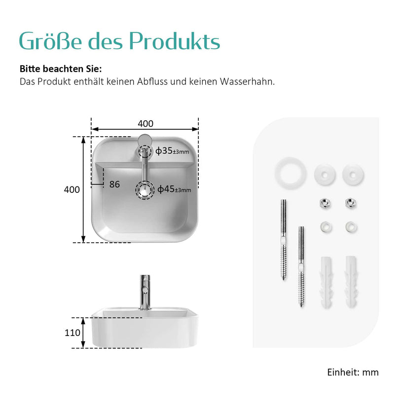 Aufsatzwaschtisch Ceraform CB02 - Weiß / 40 × 40 × 11 cm - Bild 18