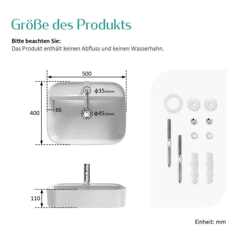 Aufsatzwaschtisch Ceraform CB02 - Weiß / 50 × 40 × 11 cm - Bild 15