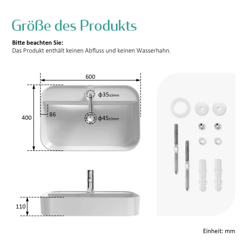 Aufsatzwaschtisch Ceraform CB02 - Weiß / 60 × 40 × 11 cm - Bild 12