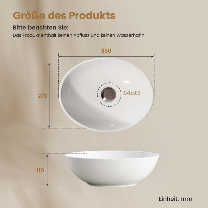 Aufsatzwaschtisch Bovelari CB05 - Weiß / 34.5 x 26.5 x 12 cm - Bild 8