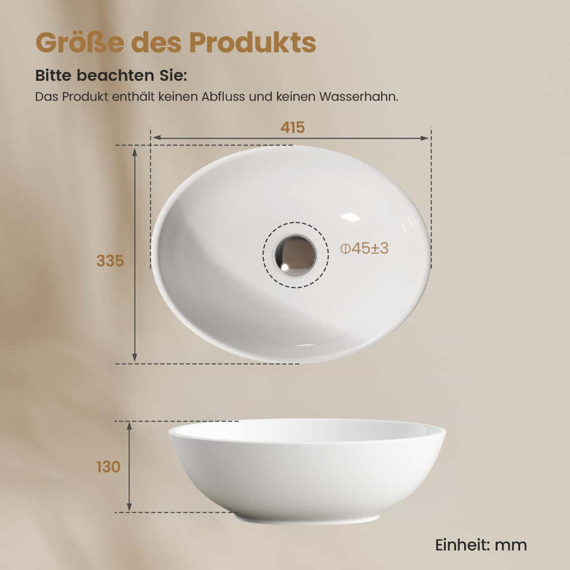 Aufsatzwaschtisch Bovelari CB05 - Weiß / 40 x 33 x 14.5 cm - Bild 15