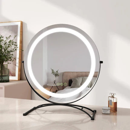 Kosmetikspiegel mit Beleuchtung, 3 Lichtfarben, Memory-Funktion & dimmbarer Helligkeit