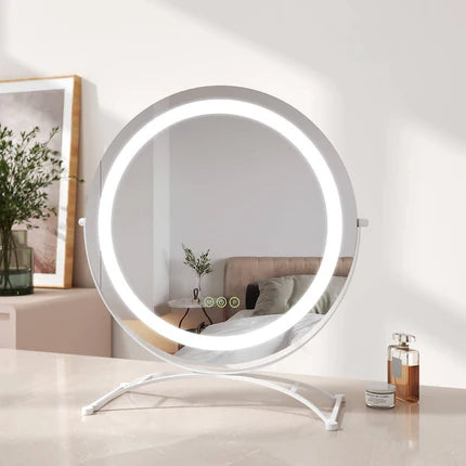 Kosmetikspiegel mit Beleuchtung, 3 Lichtfarben, Memory-Funktion & dimmbarer Helligkeit