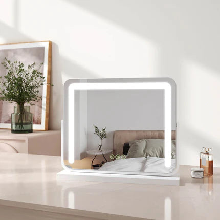 Kosmetikspiegel mit Beleuchtung, 3 Lichtfarben, Memory-Funktion & flexiblem Standfuß
