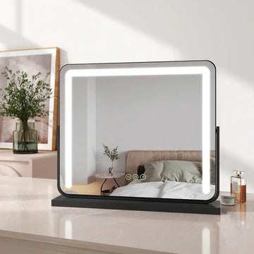 Kosmetikspiegel mit Beleuchtung, 3 Lichtfarben, Memory-Funktion & flexiblem Standfuß