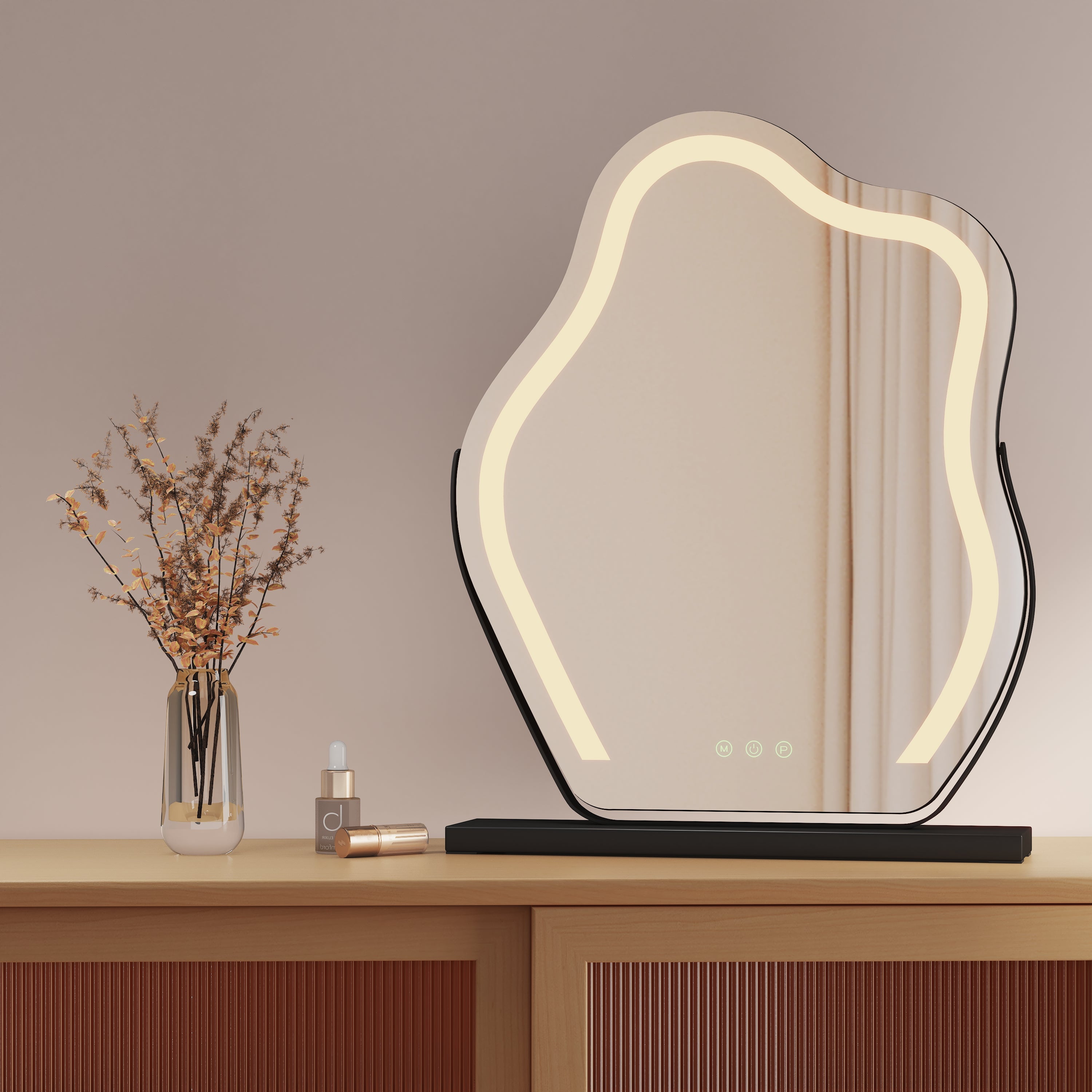 Drehbarer LED-Schminkspiegel mit 3 Lichtfarben