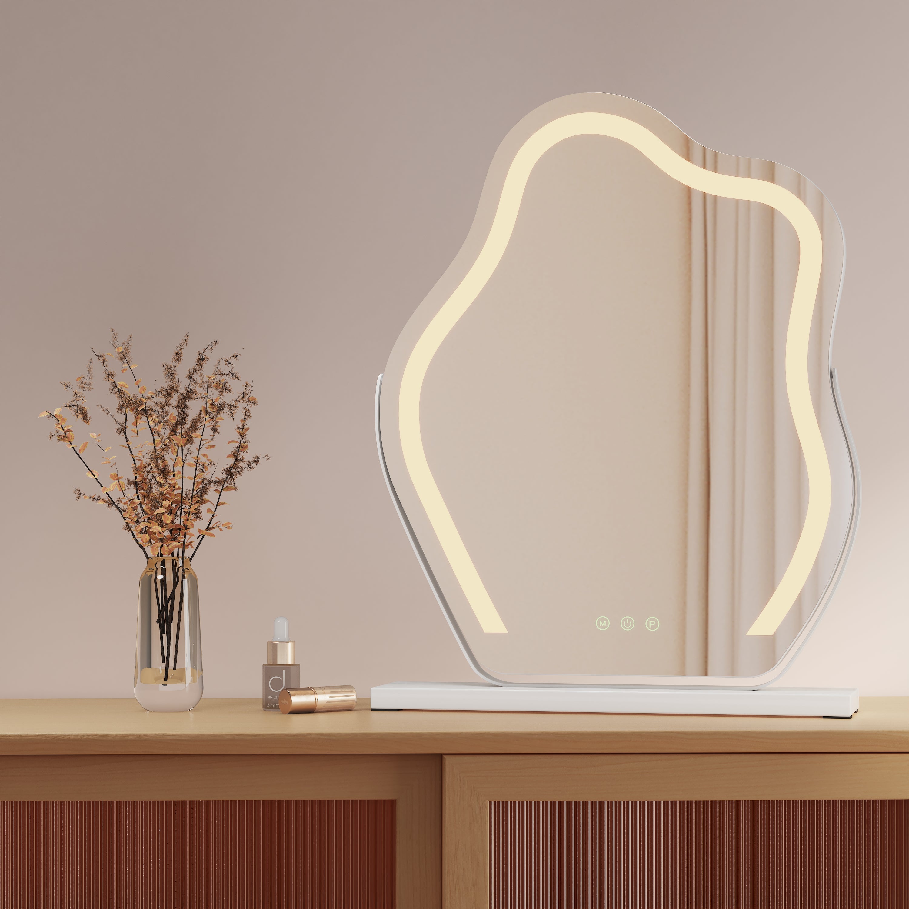 Drehbarer LED-Schminkspiegel mit 3 Lichtfarben